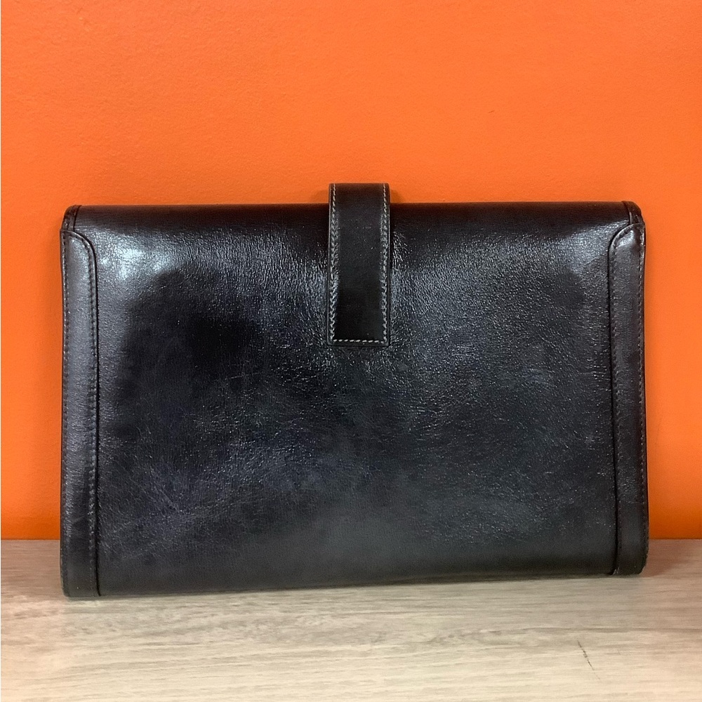 Italian Black Leather Medium Clutch - Picture 6 of 10